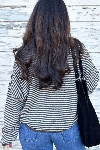 Alena Striped Knit Cardigan Dk Brown