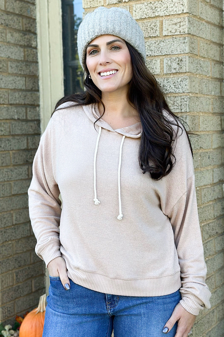 So Good Brushed Knit Hooded Sweater
