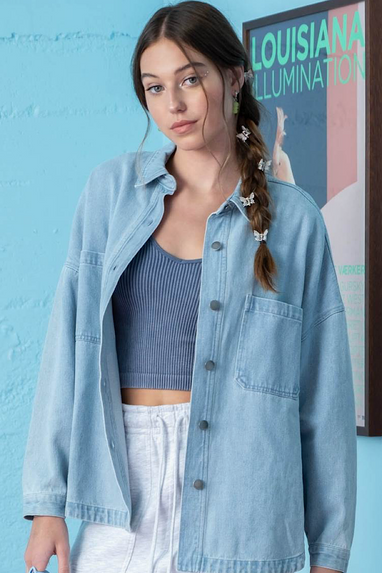 Crisp Air Denim Shacket Shirt