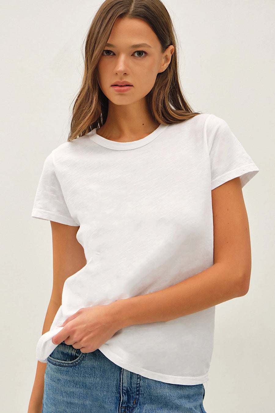Crew Cotton Slub T-Shirt in White