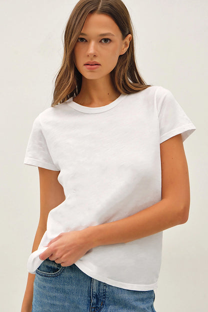 Crew Cotton Slub T-Shirt in White