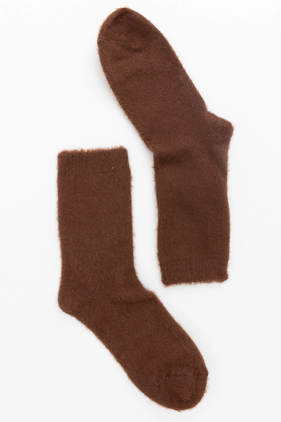Fuzzy Crew Socks in Dark Brown