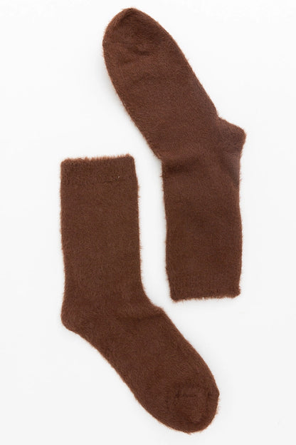 Fuzzy Crew Socks in Dark Brown