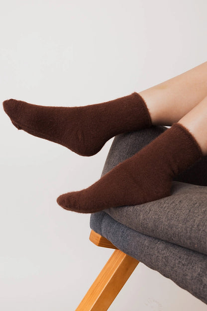 Fuzzy Crew Socks in Dark Brown