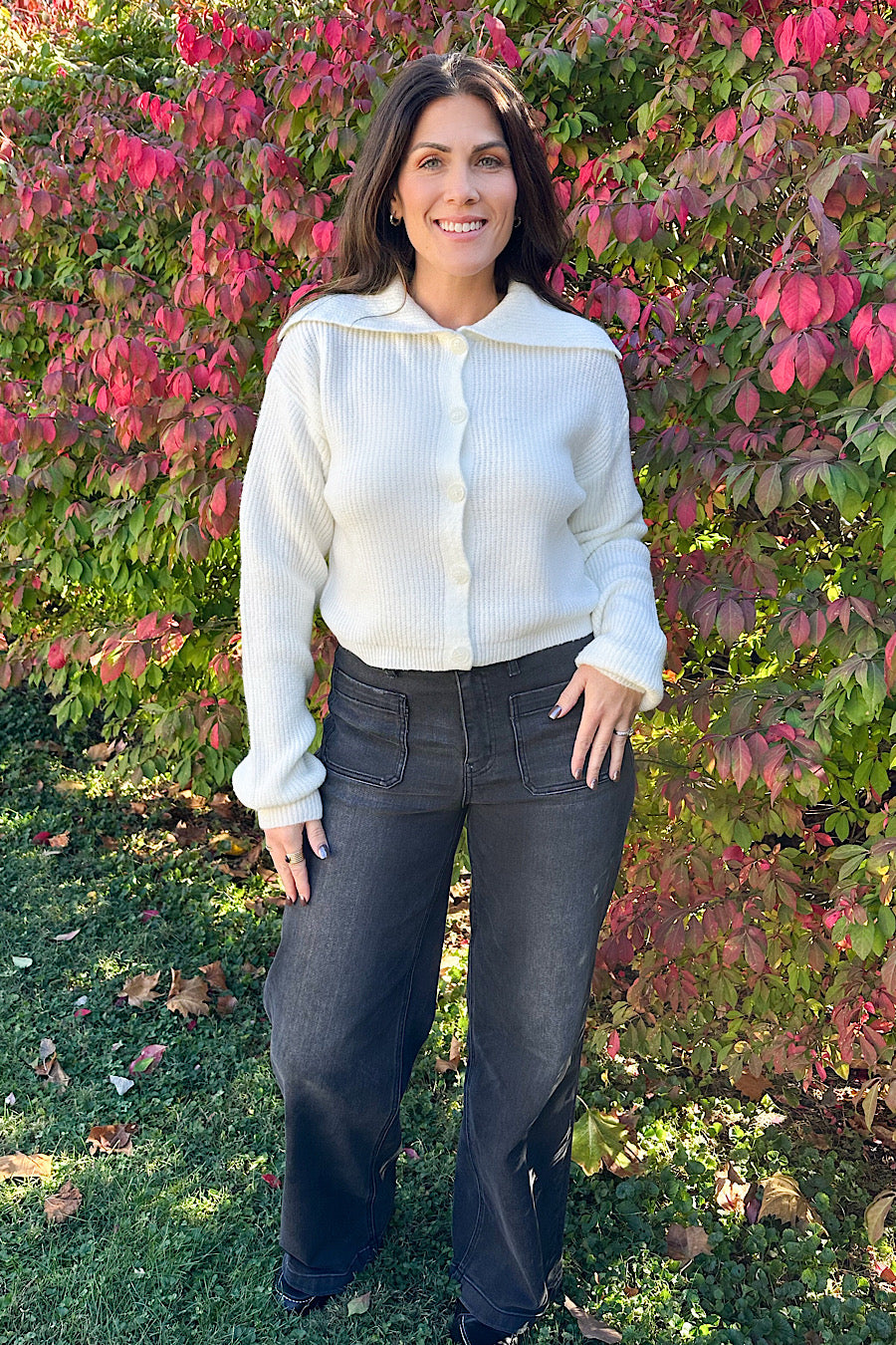 In the Spirit Knit Collared Sweater Cardigan