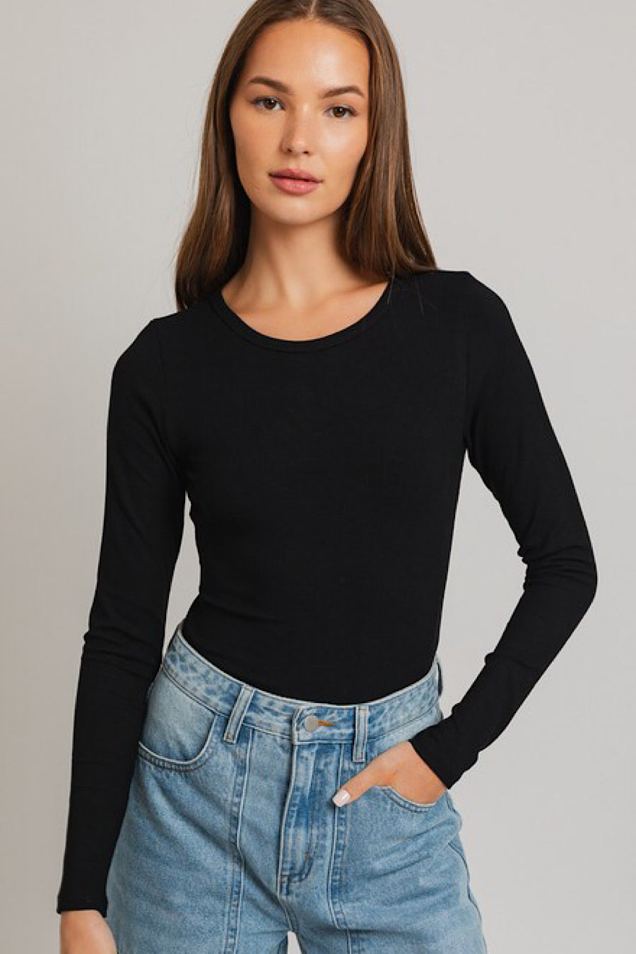 Lucky Girl Ribbed Knit Long Sleeve Bodysuit