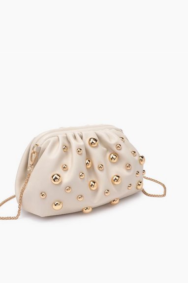 Make A Scene Studded Clutch Bag in Oat or Black