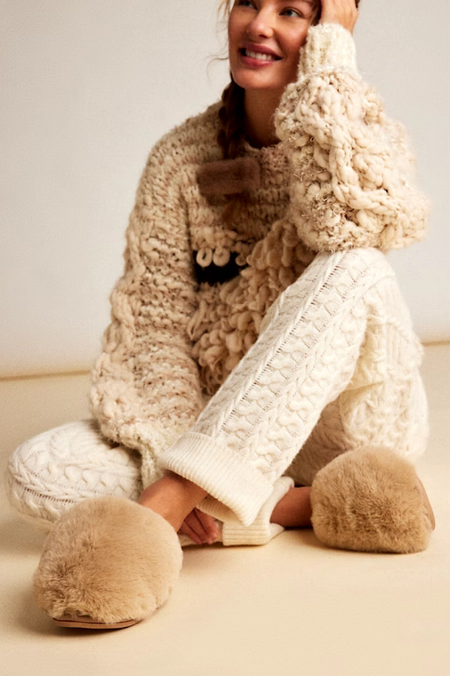 Free People Snowball Fur Slippers