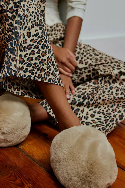 Free People Snowball Fur Slippers