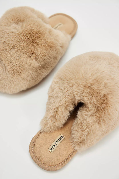 Free People Snowball Fur Slippers