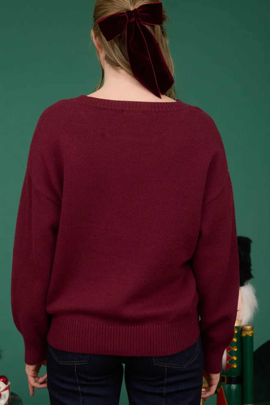 Ralph Teddy Bear Jacquard Sweater Merlot