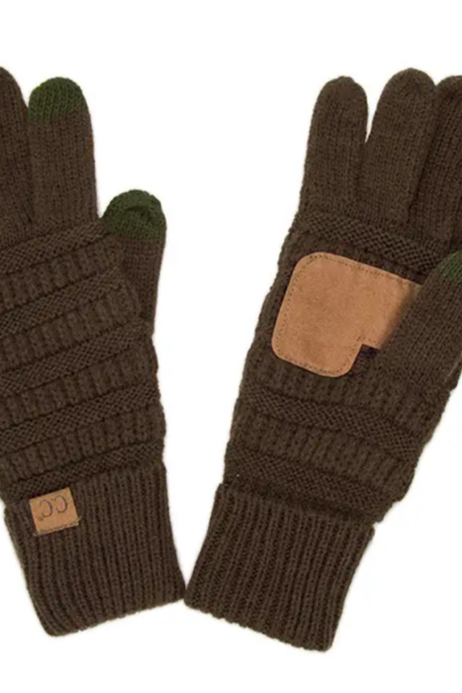 CC Cable Knit Touch Screen Gloves in Brown or Moss!