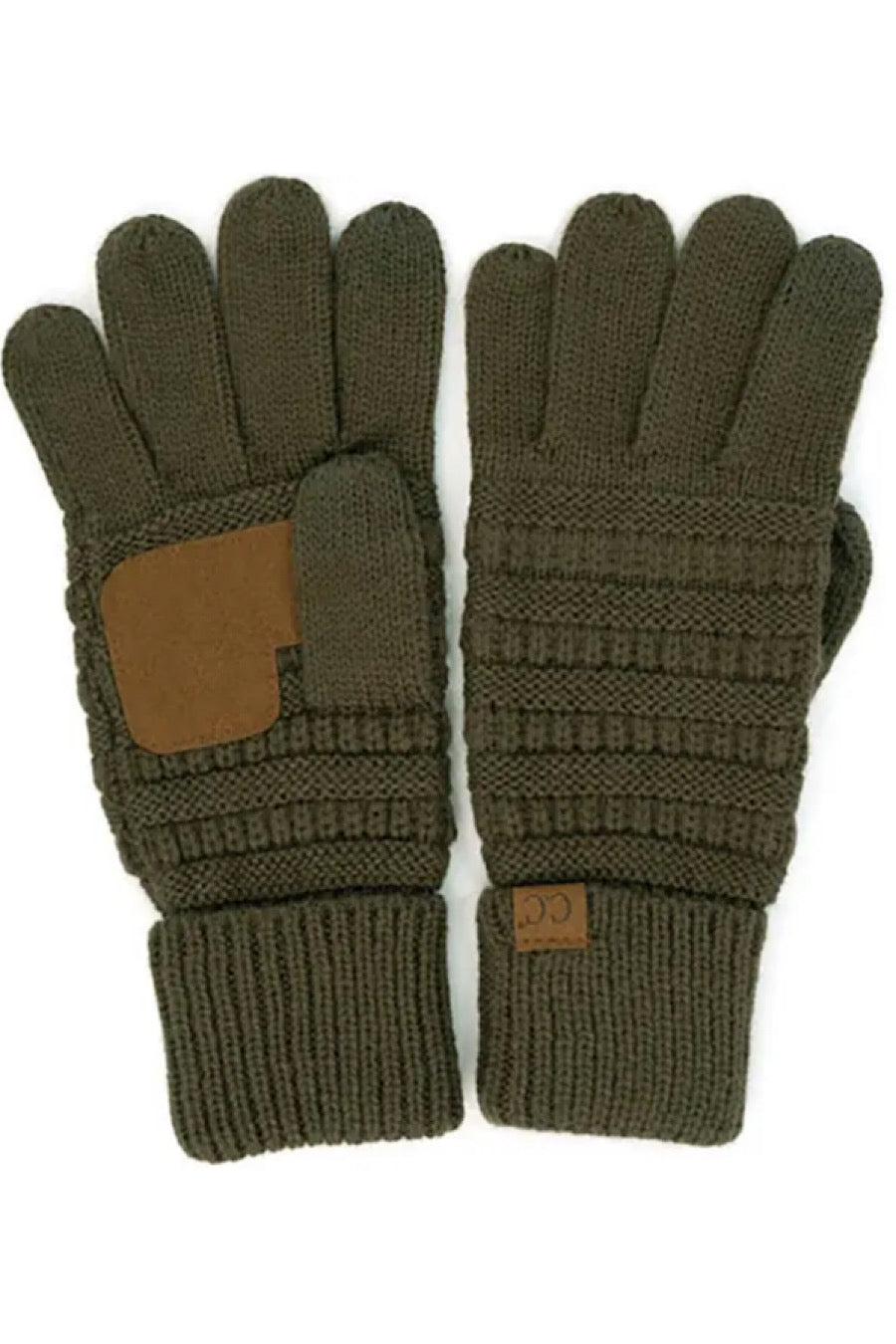 CC Cable Knit Touch Screen Gloves in Brown or Moss!