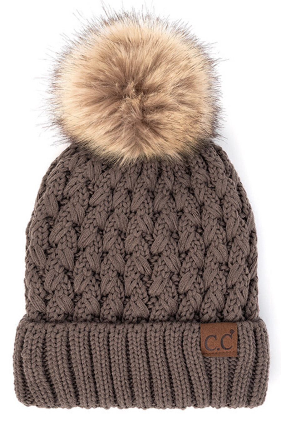 CC Lattice Fur Pom Beanie Hat in Sev Colors!