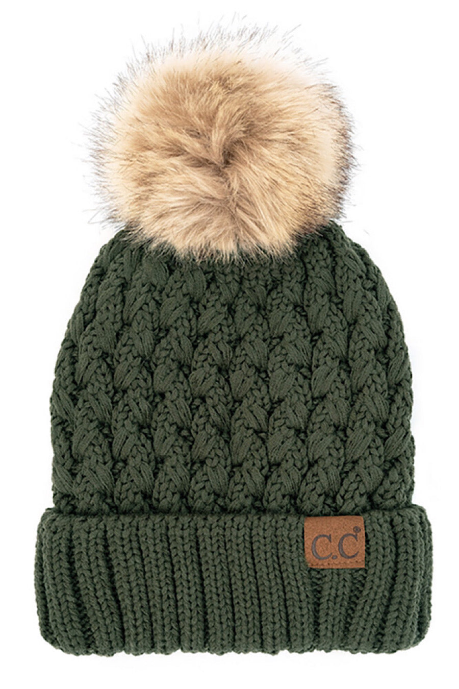CC Lattice Fur Pom Beanie Hat in Sev Colors!