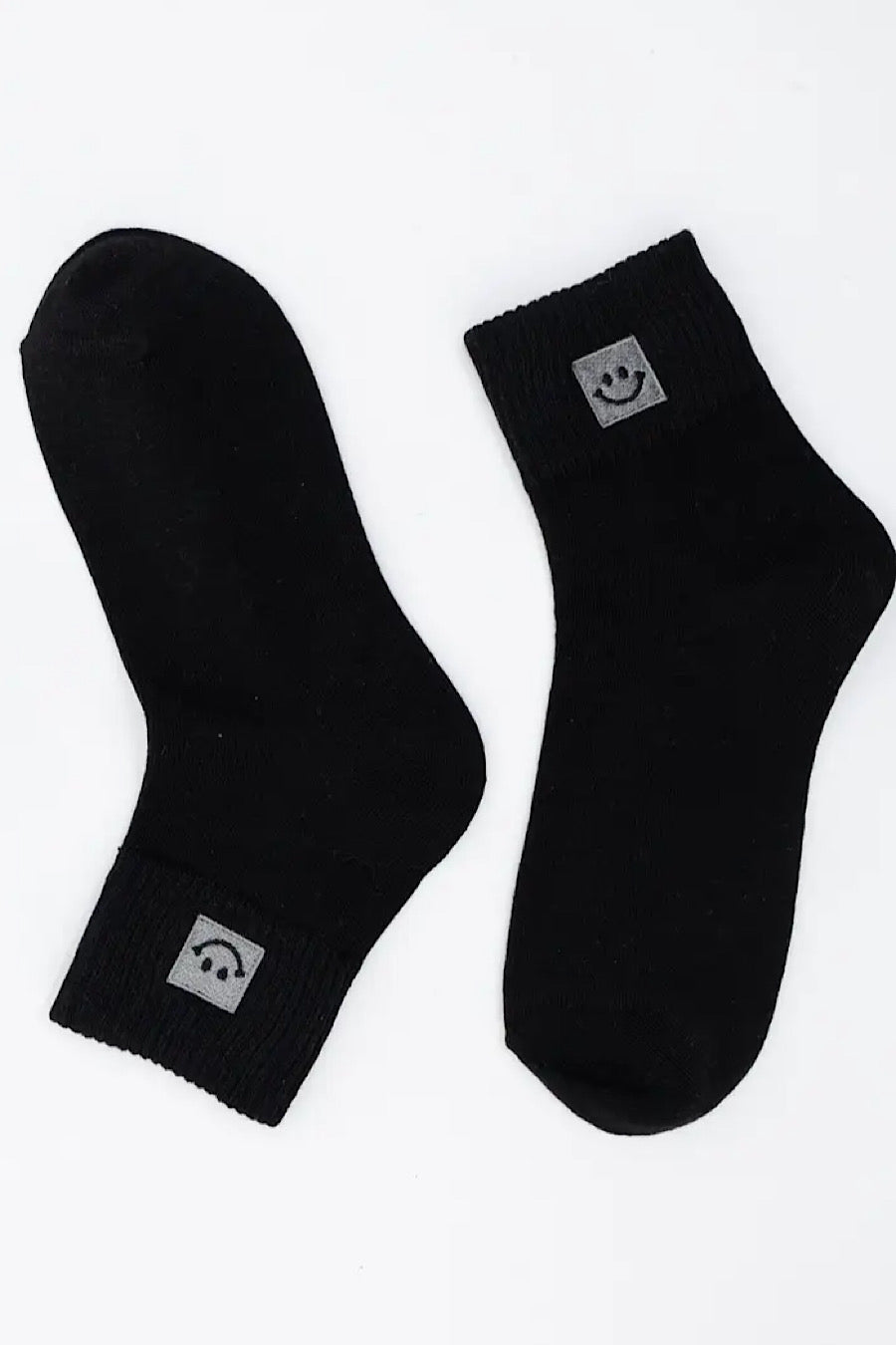 Happy Feet Embroidered Socks Black