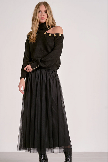 Swiss Alps Cutout Shoulder Sweater