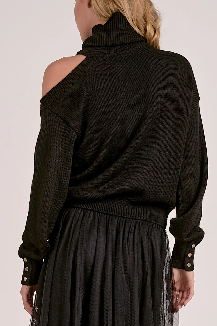 Swiss Alps Cutout Shoulder Sweater