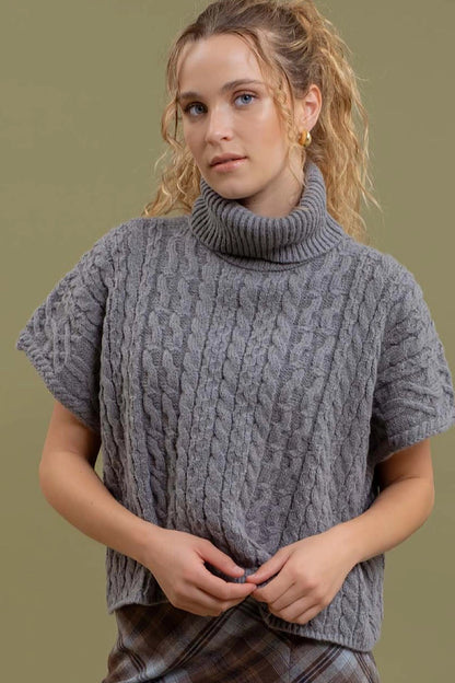 Antonio Cableknit Short Sleeve Sweater