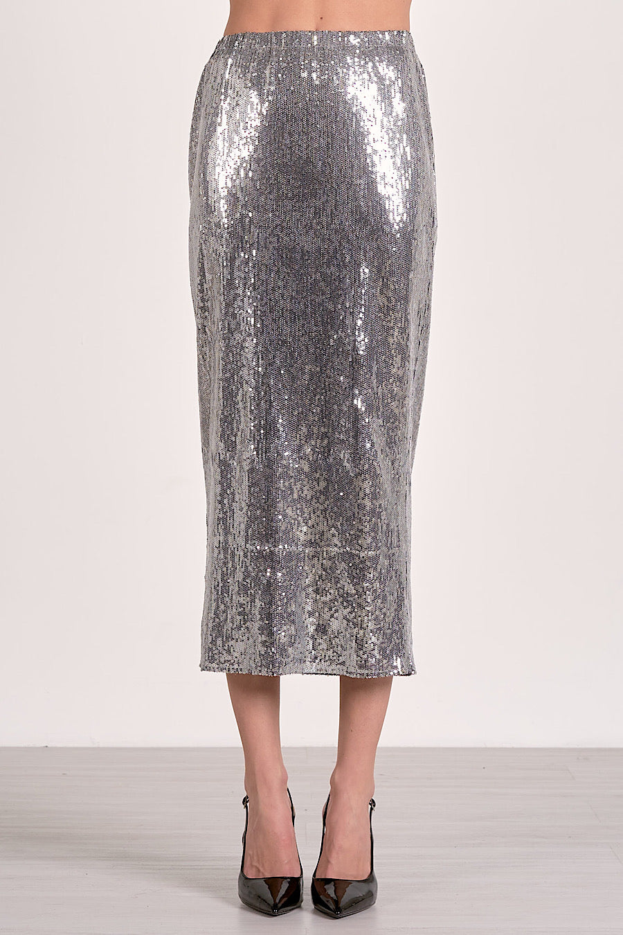 Let’s Dance Sequin Midi Skirt Silver
