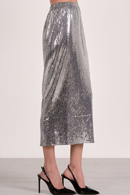 Let’s Dance Sequin Midi Skirt Silver