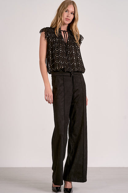 On the VIP List Gold Lurex Blouse Black