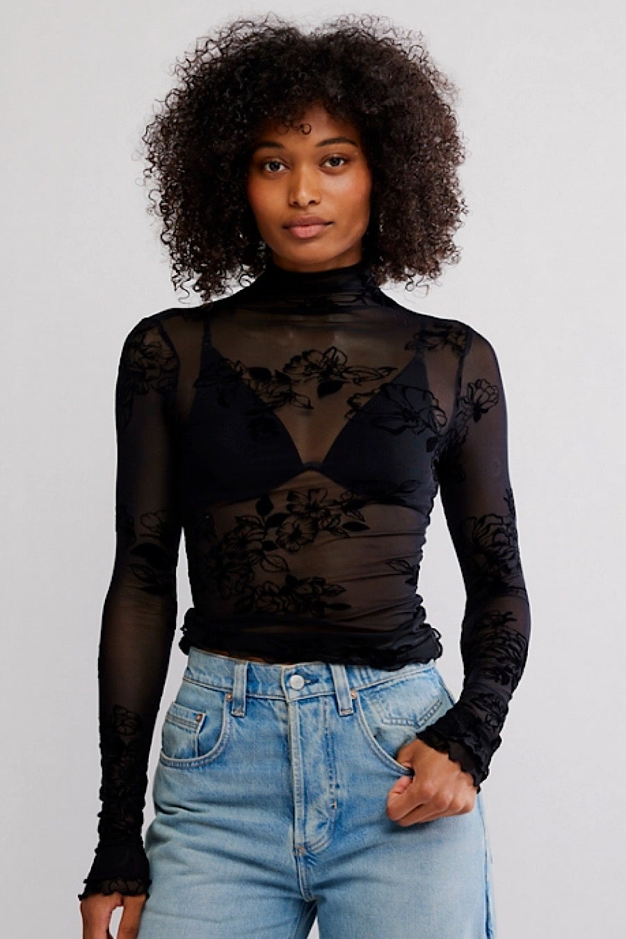 Free People You Decide Mesh Top Black