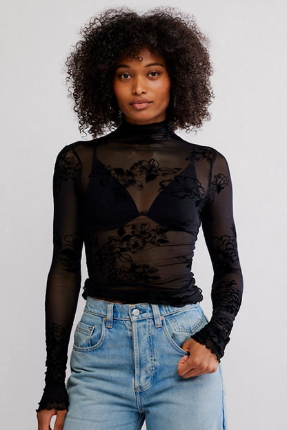 Free People You Decide Mesh Top Black