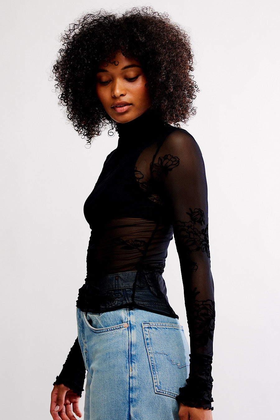 Free People You Decide Mesh Top Black