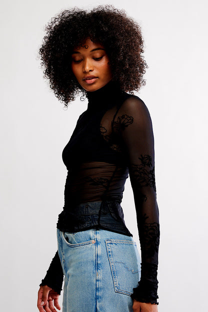 Free People You Decide Mesh Top Black