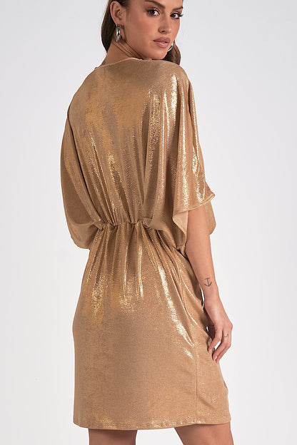 Gold Rush Dolman Mini Dress Lamè Gold