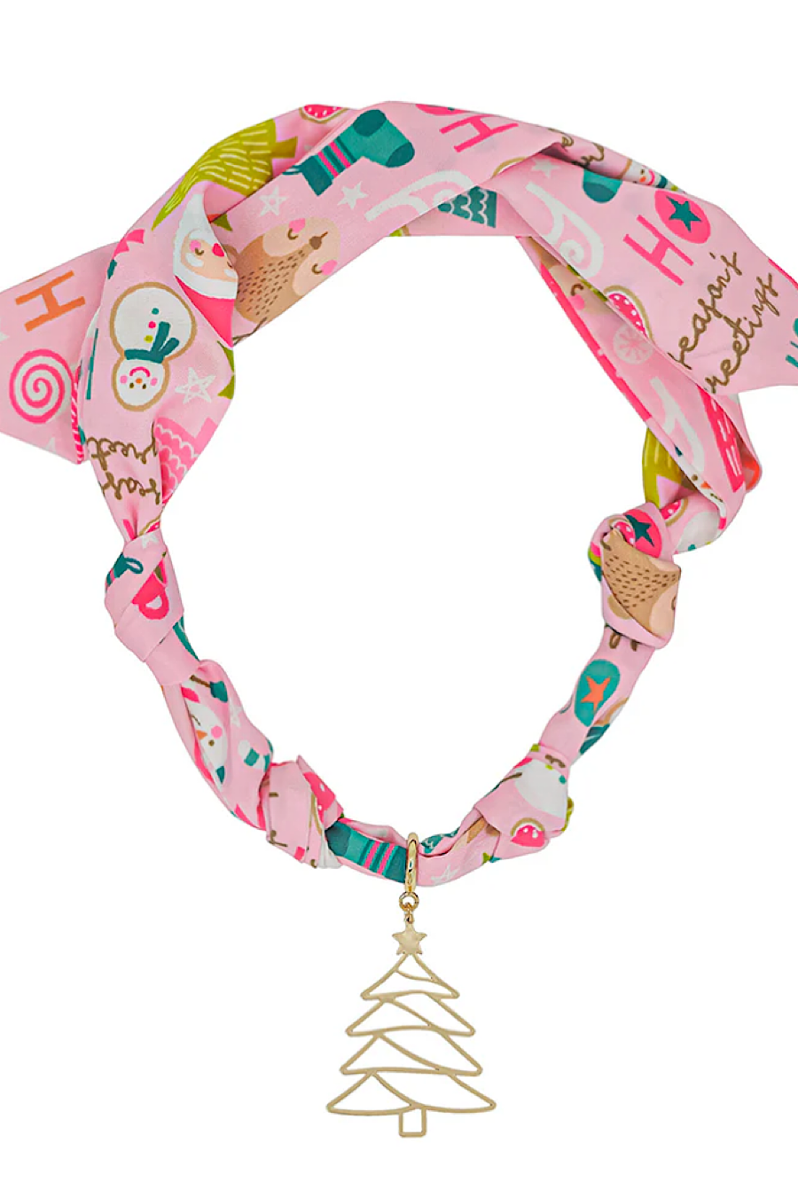 Christmas Tree Scarf Charm Necklace Pink