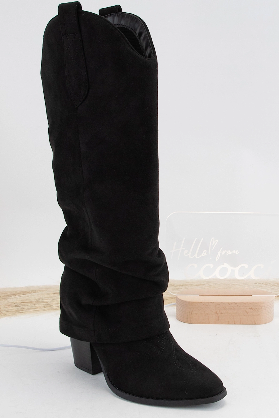 Rely Foldover Faux Suede Boots Black