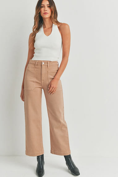 Utility Wide Leg Jeans Latte