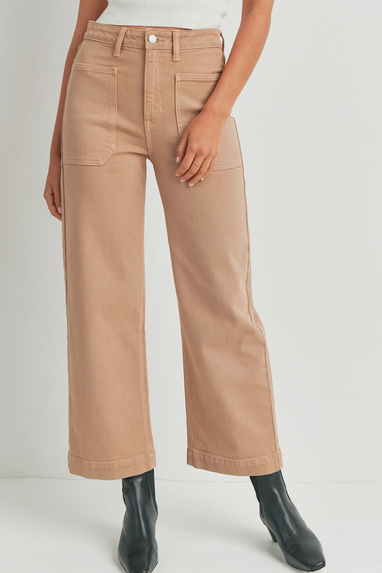 Utility Wide Leg Jeans Latte