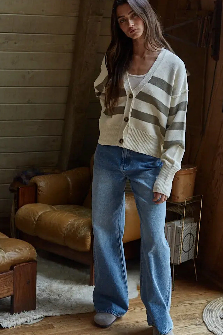 In a Pickle Stripe Cardigan Sweater