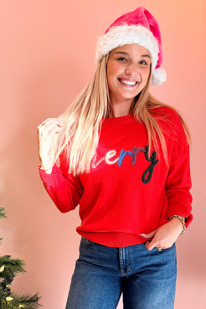 Merry Tinsel Graphic Sweater Red