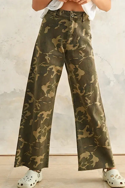 In the Woods Camo Print Wide Leg Pants