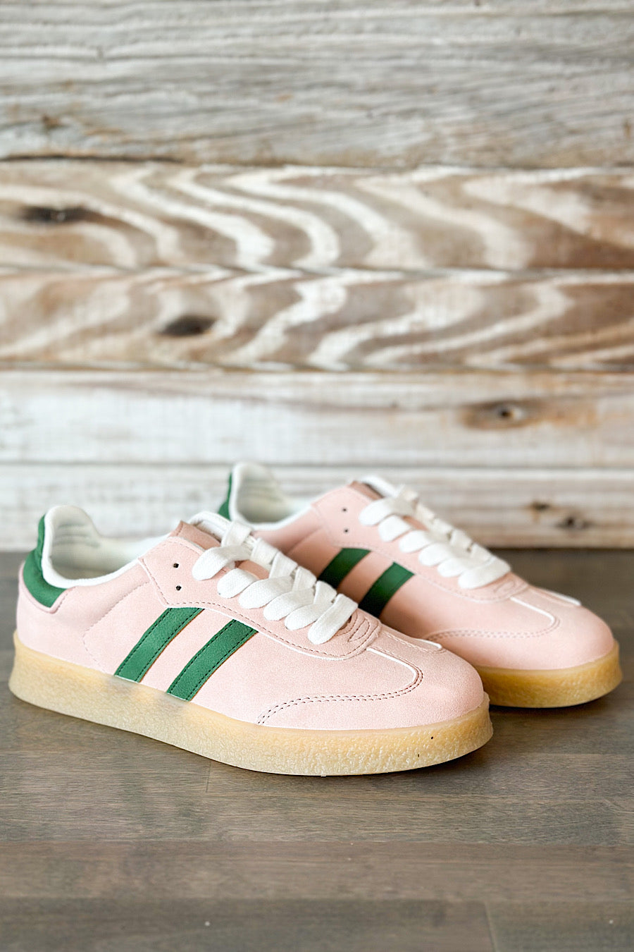 Christi Double Side Green Stripe Sneakers Pink