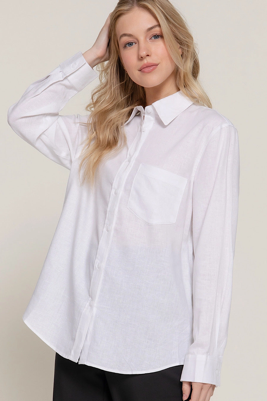 Forever Classic Linen Button Down Shirt White