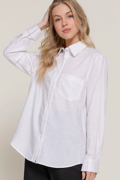 Forever Classic Linen Button Down Shirt White
