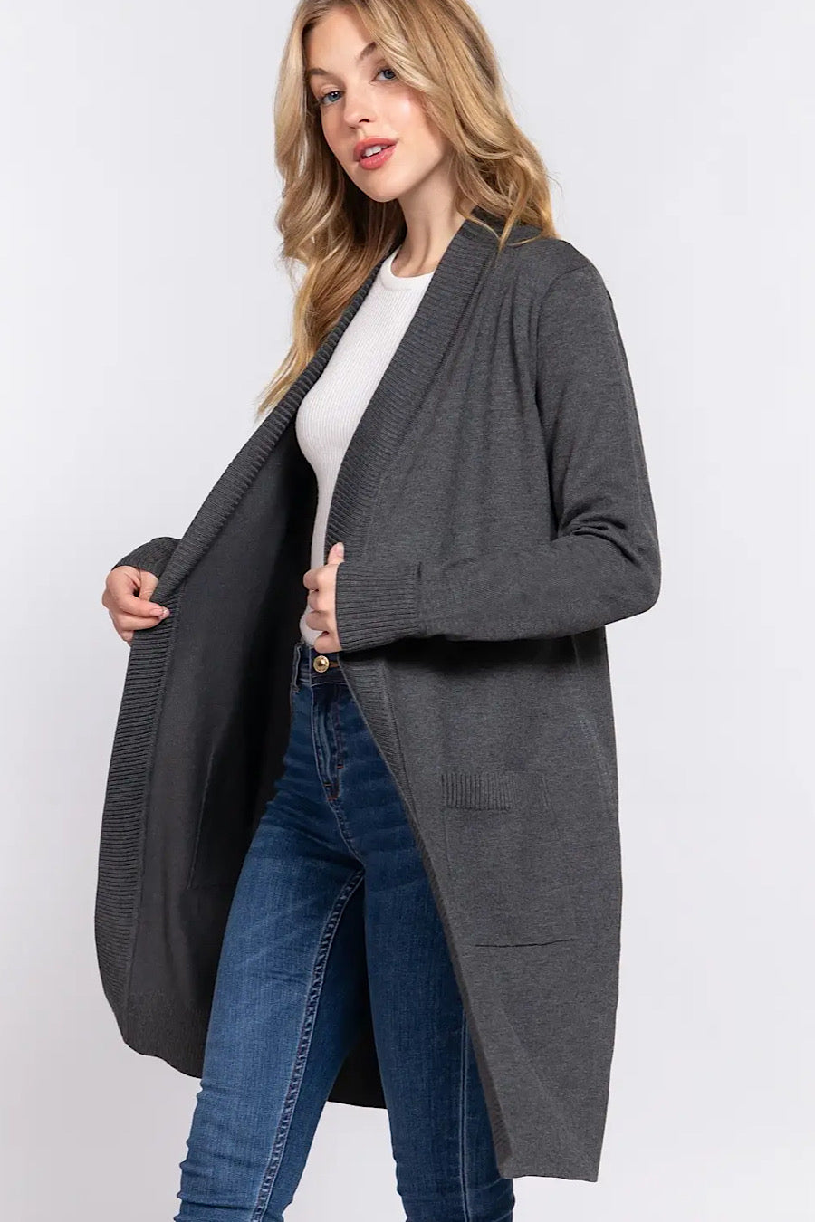 Let’s Go Open Front Long Cardigan Sweater