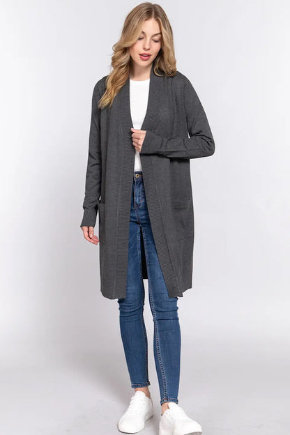 Let’s Go Open Front Long Cardigan Sweater