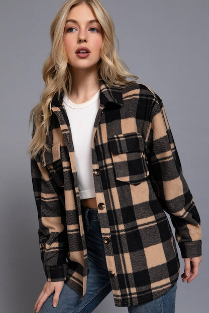 Fading Hour Plaid Fleece Shacket