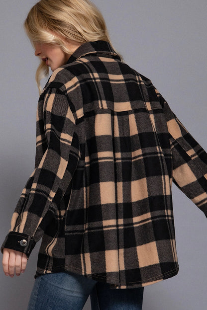 Fading Hour Plaid Fleece Shacket