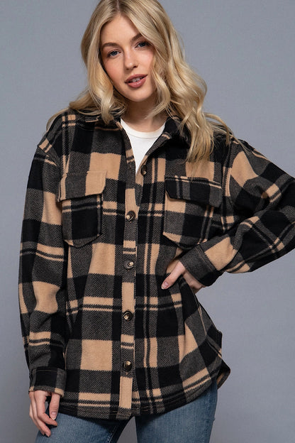 Fading Hour Plaid Fleece Shacket