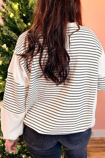 Sherona Contrast Panel Striped Sweatshirt
