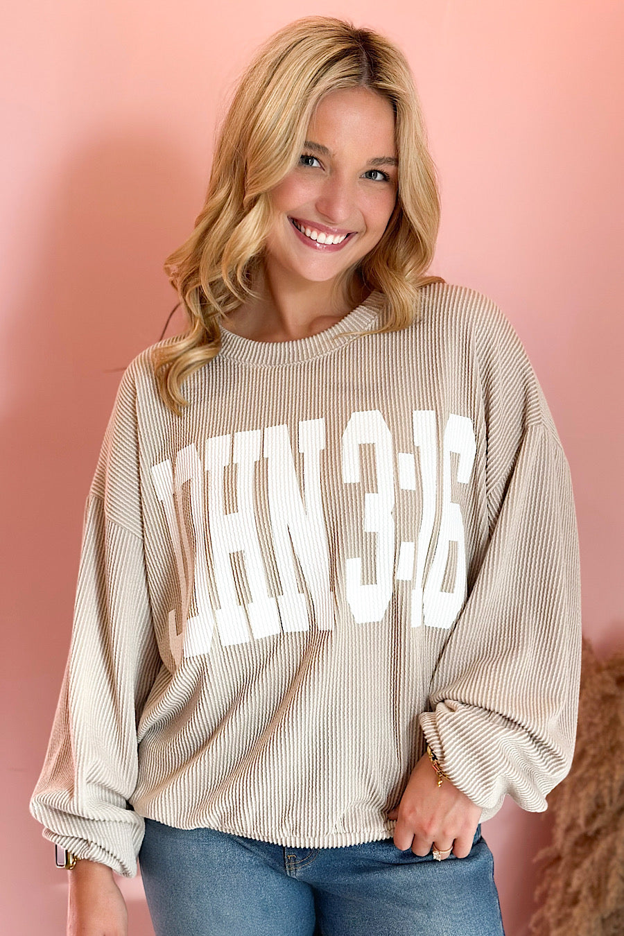 Corded John 3:16 Graphic Oversized Sweatshirt