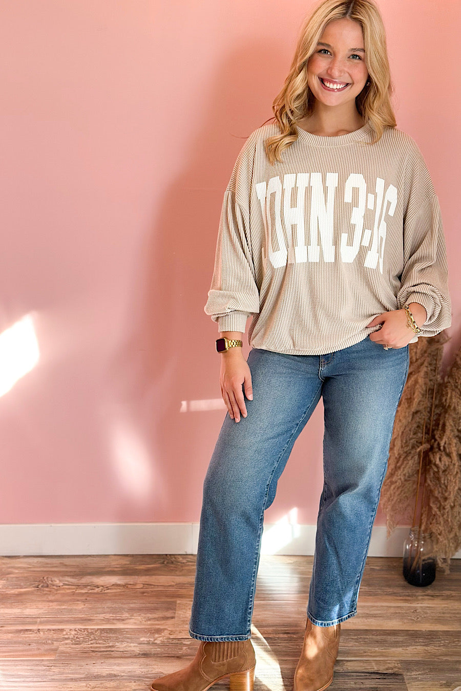 Corded John 3:16 Graphic Oversized Sweatshirt
