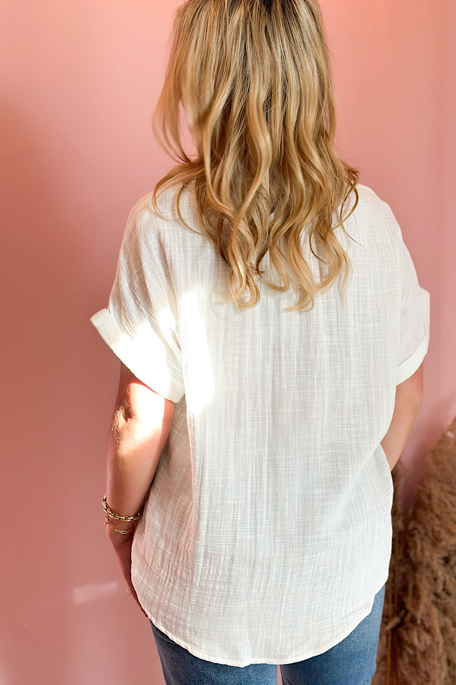 Simple Endeavor Gauze Cotton Top White